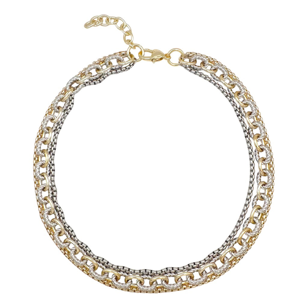 Cadena multilayer Set- Dorado y Plata