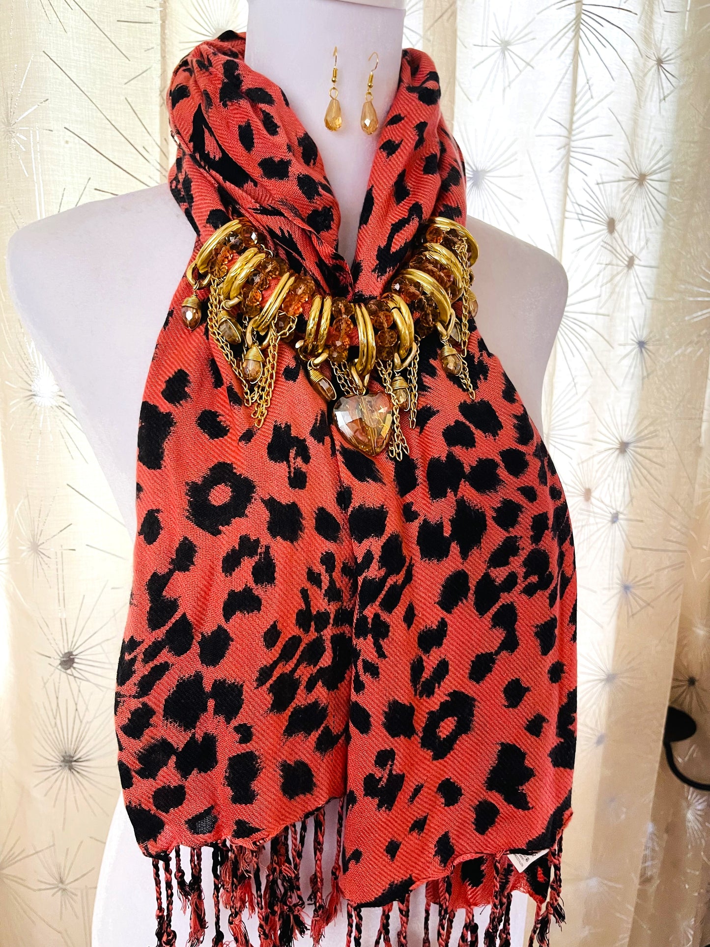 Pashmina-Coral Print