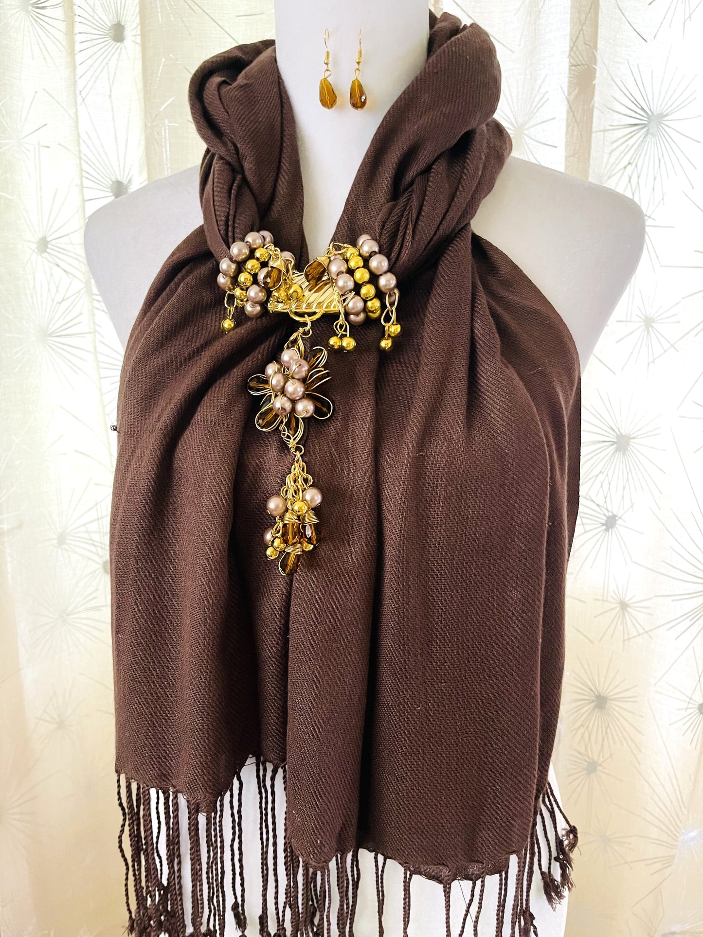 Pashmina- Brown Flower