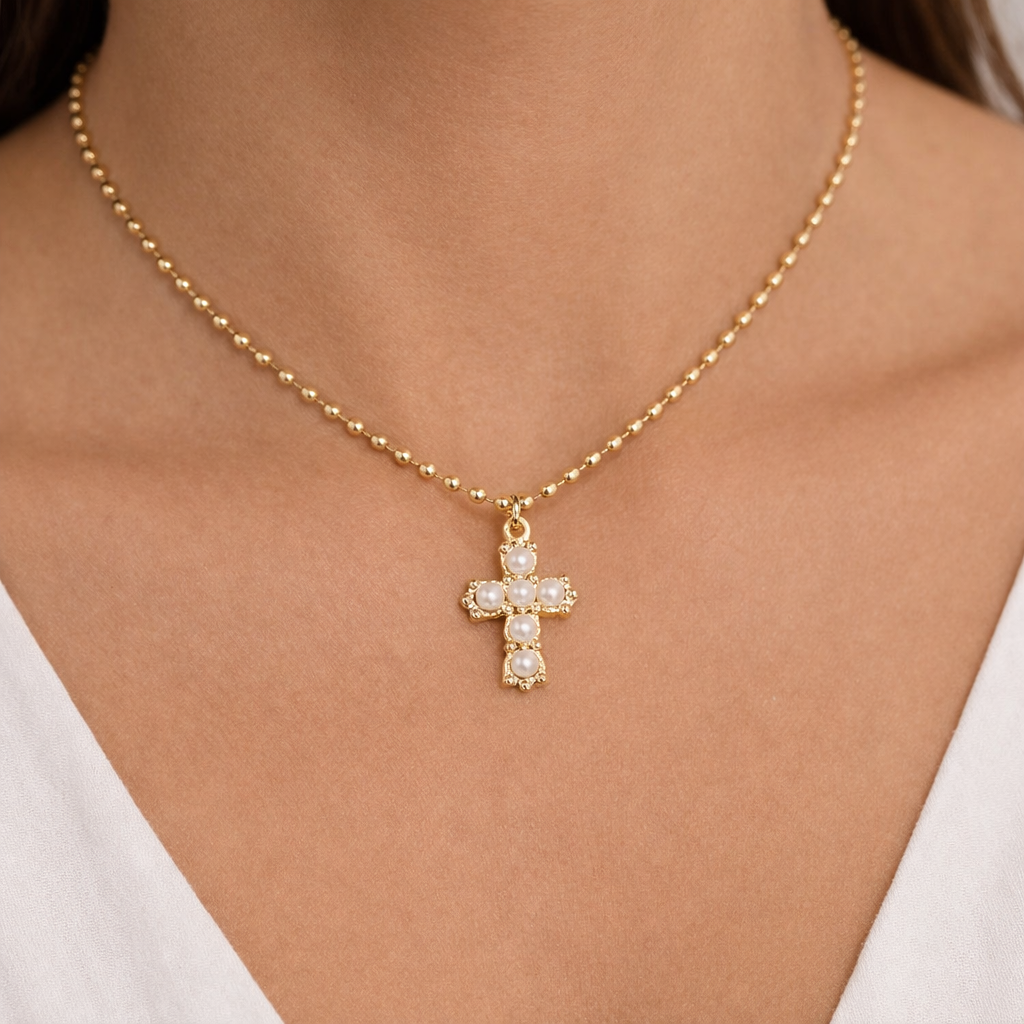 Eva - Cadena Perla Dorada