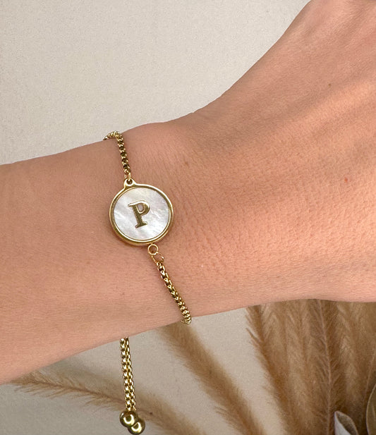 Pulsera con iniciales Dorada A-Z Ajustable