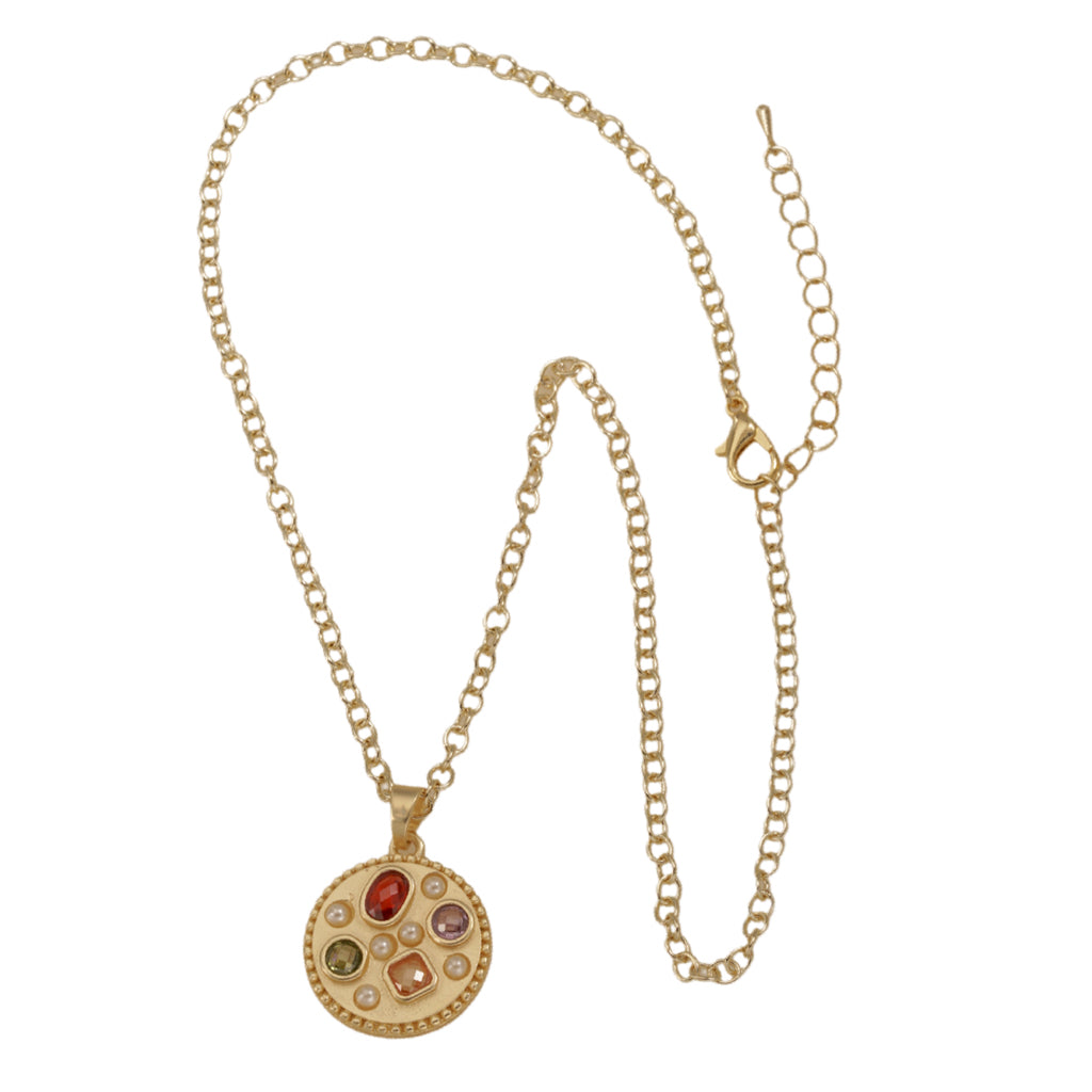Gold Necklace/Multicolor Stones