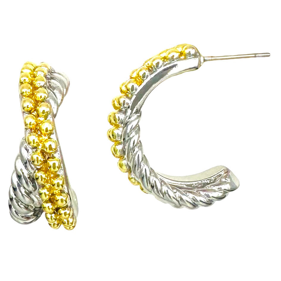 Hoop Earrings - Mixed Color Gold and Silver