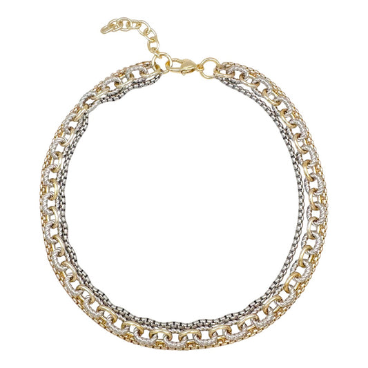 Cadena multilayer Set- Dorado y Plata