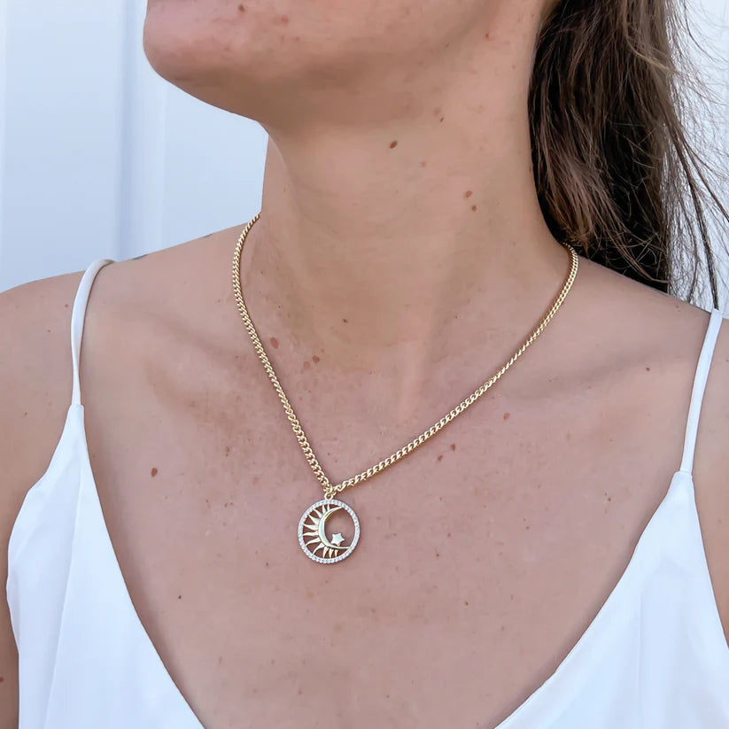 Moon &amp; Star Chain- 18K Gold Plated
