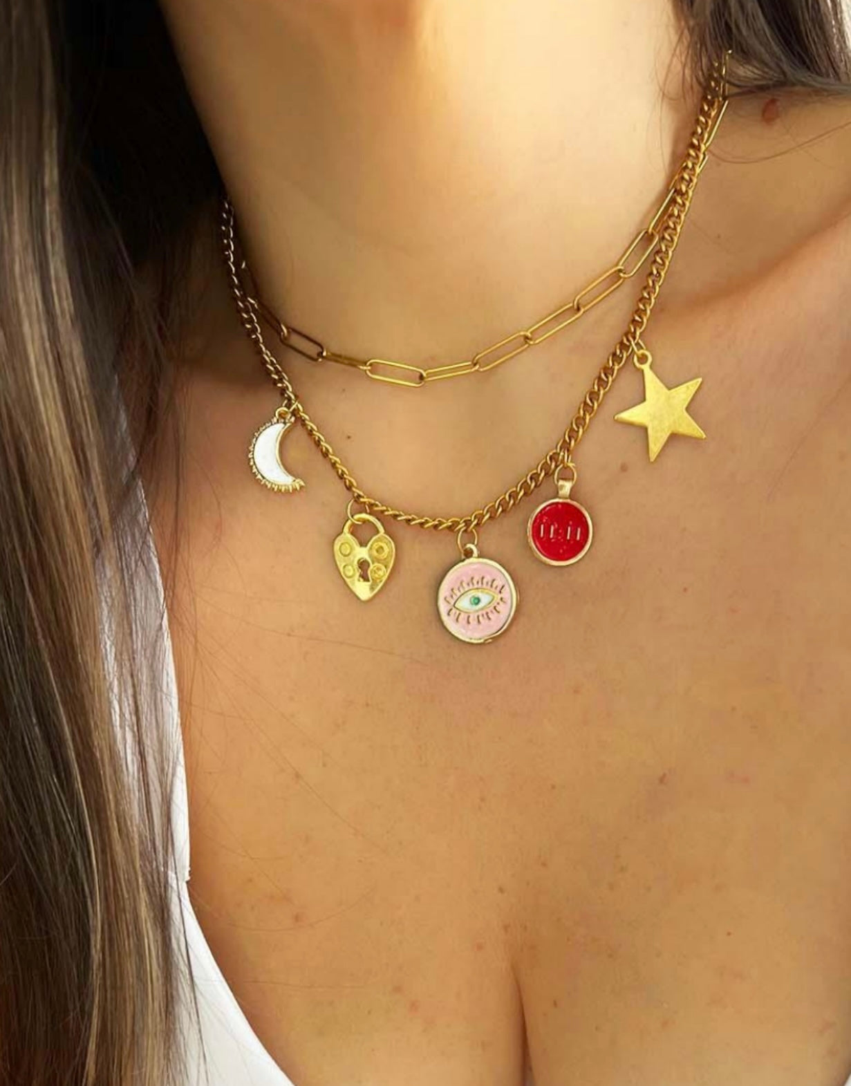 Cadena Multi Charms-18k Gold Plated Claudia