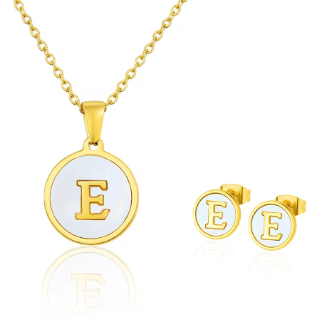 Cadena Con Inicial y Arete- Dorada Letras Set A-Z