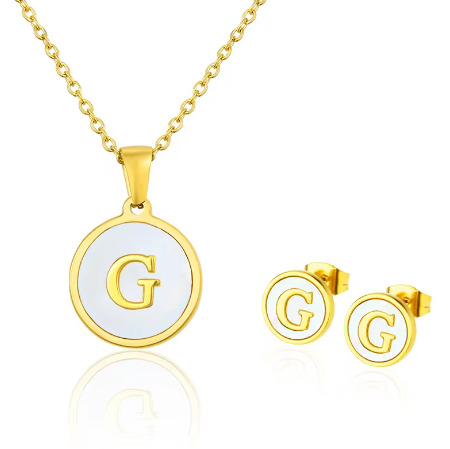 Cadena Con Inicial y Arete- Dorada Letras Set A-Z