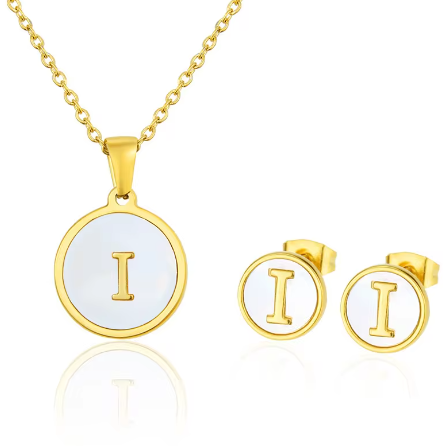 Cadena Con Inicial y Arete- Dorada Letras Set A-Z