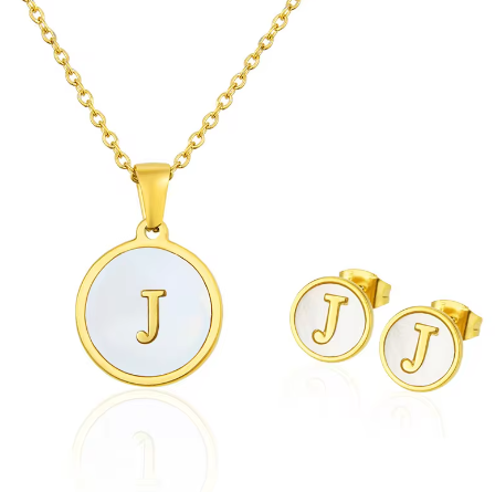 Cadena Con Inicial y Arete- Dorada Letras Set A-Z