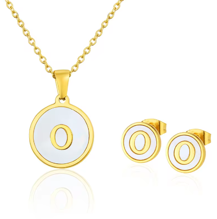 Cadena Con Inicial y Arete- Dorada Letras Set A-Z