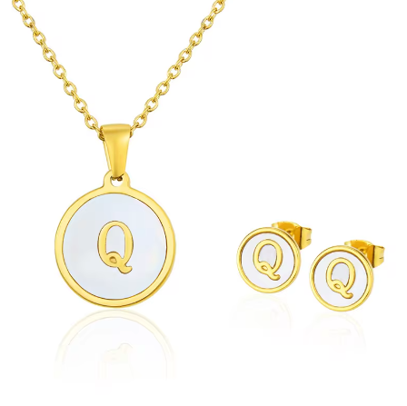 Cadena Con Inicial y Arete- Dorada Letras Set A-Z