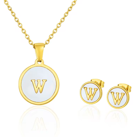 Cadena Con Inicial y Arete- Dorada Letras Set A-Z