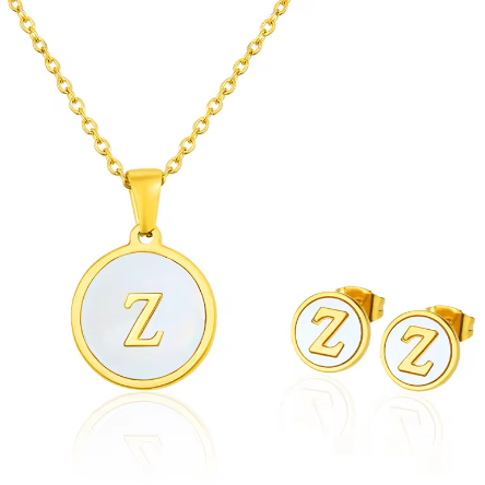 Cadena Con Inicial y Arete- Dorada Letras Set A-Z