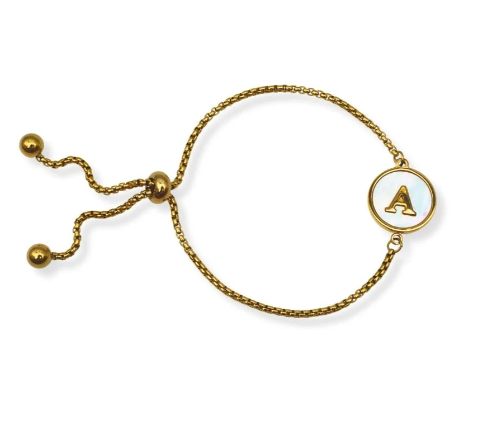 Pulsera con iniciales Dorada A-Z Ajustable