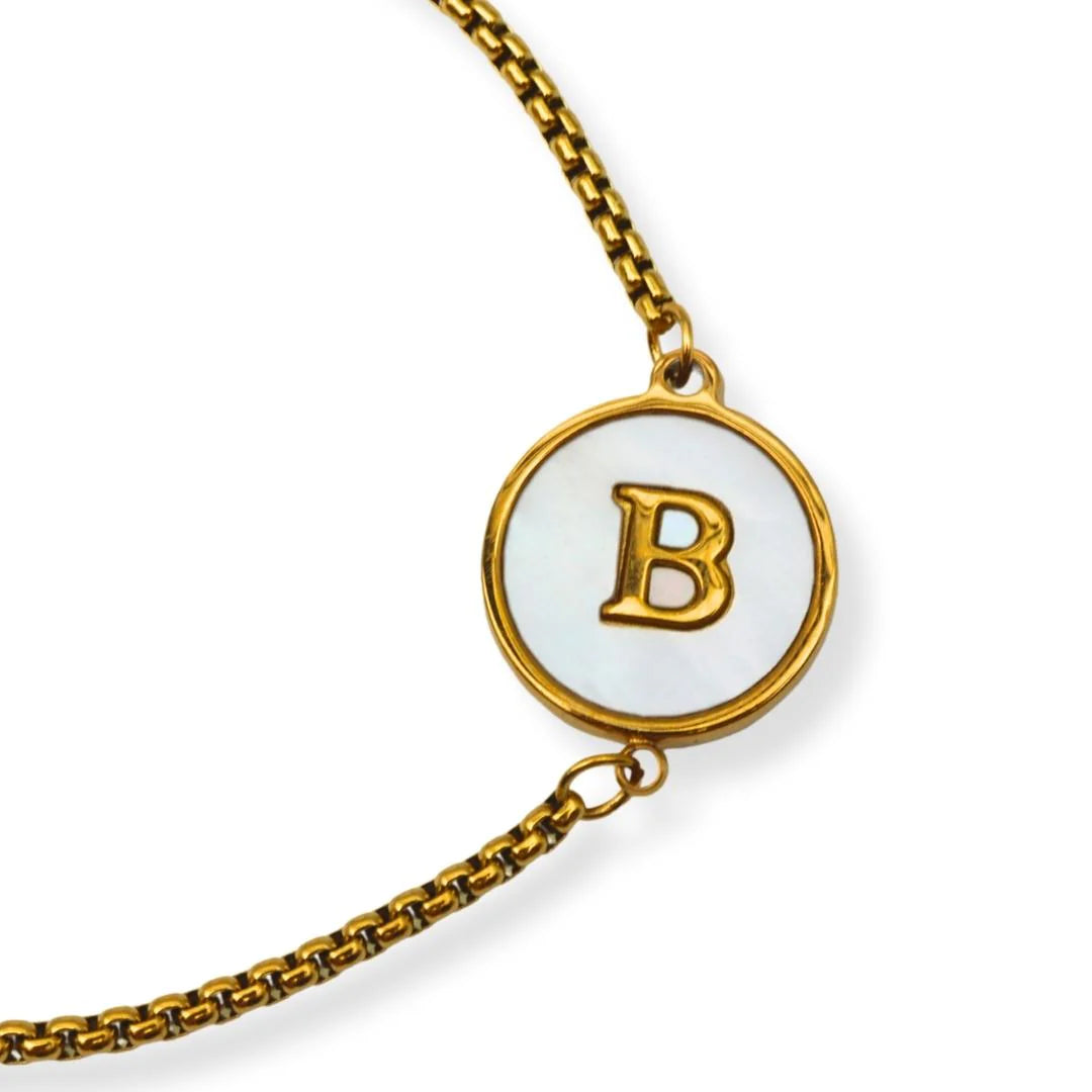 Pulsera con iniciales Dorada A-Z Ajustable