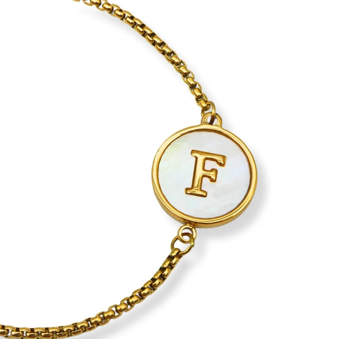 Pulsera con iniciales Dorada A-Z Ajustable