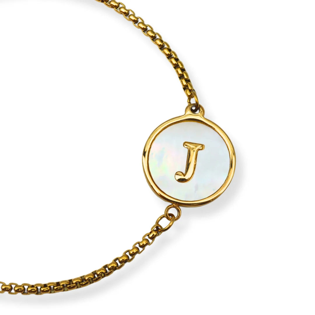 Pulsera con iniciales Dorada A-Z Ajustable