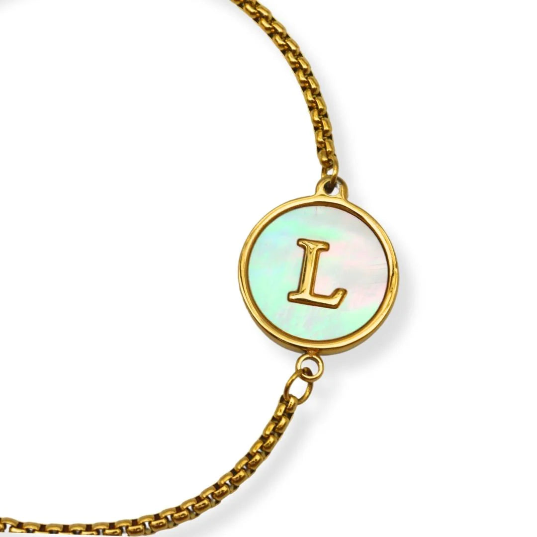Pulsera con iniciales Dorada A-Z Ajustable