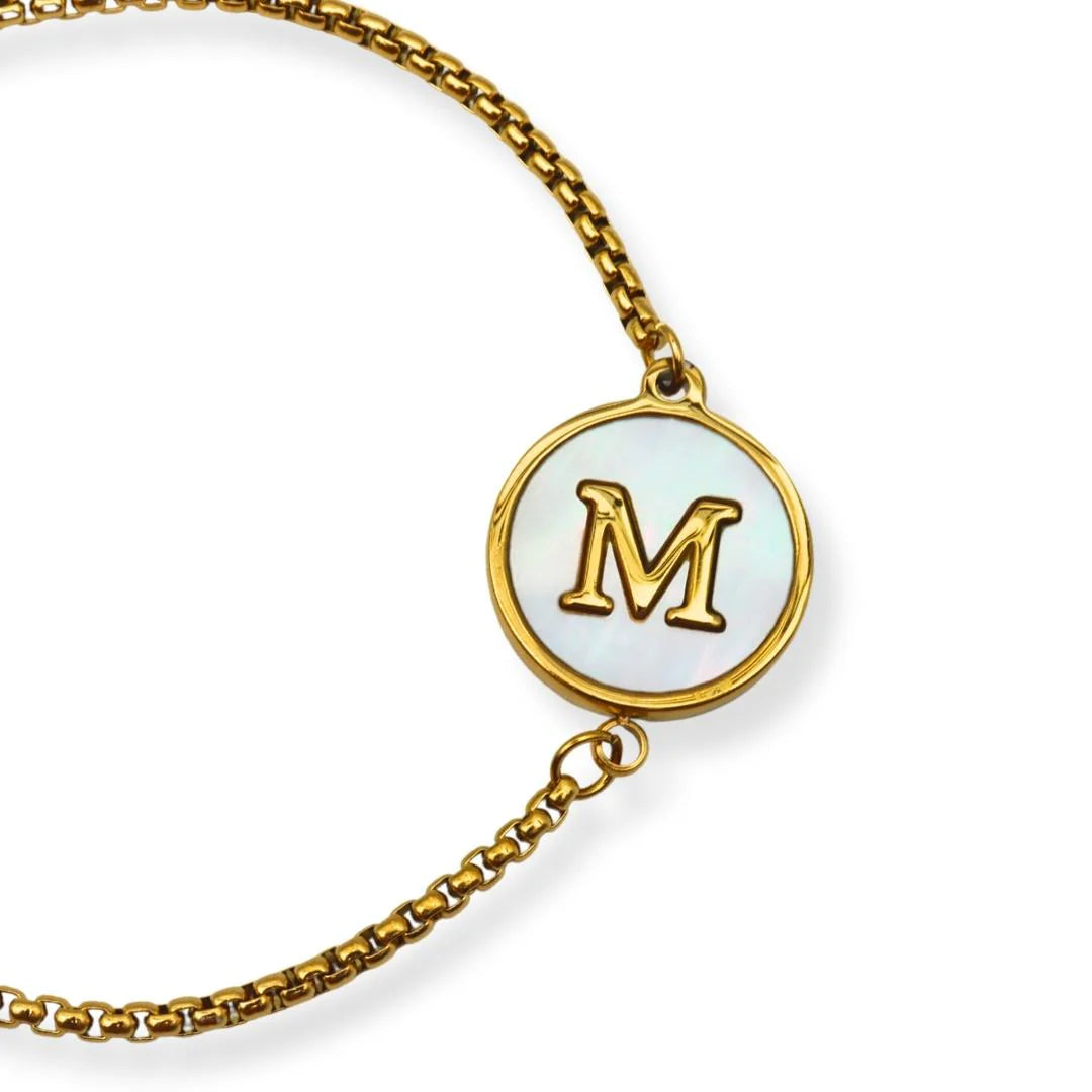 Pulsera con iniciales Dorada A-Z Ajustable