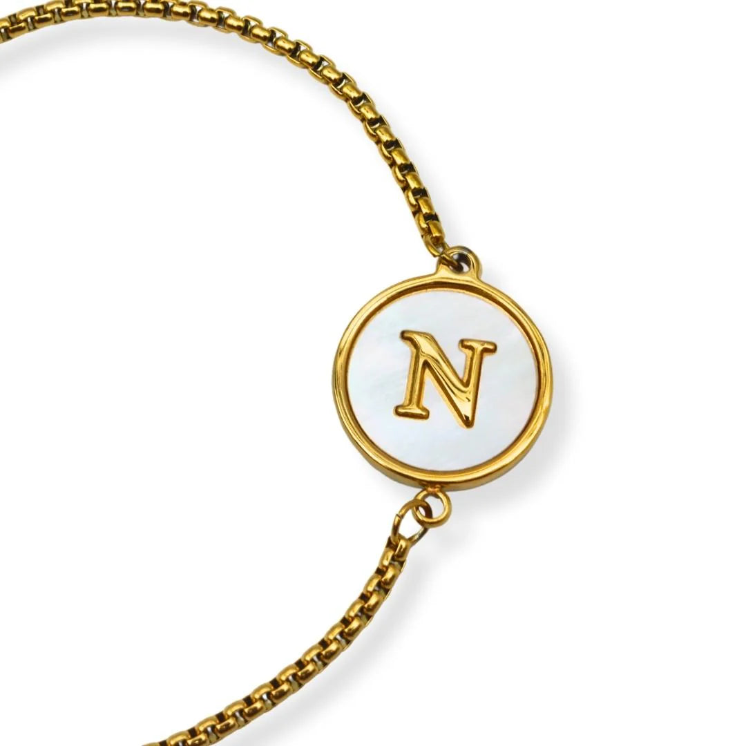 Pulsera con iniciales Dorada A-Z Ajustable
