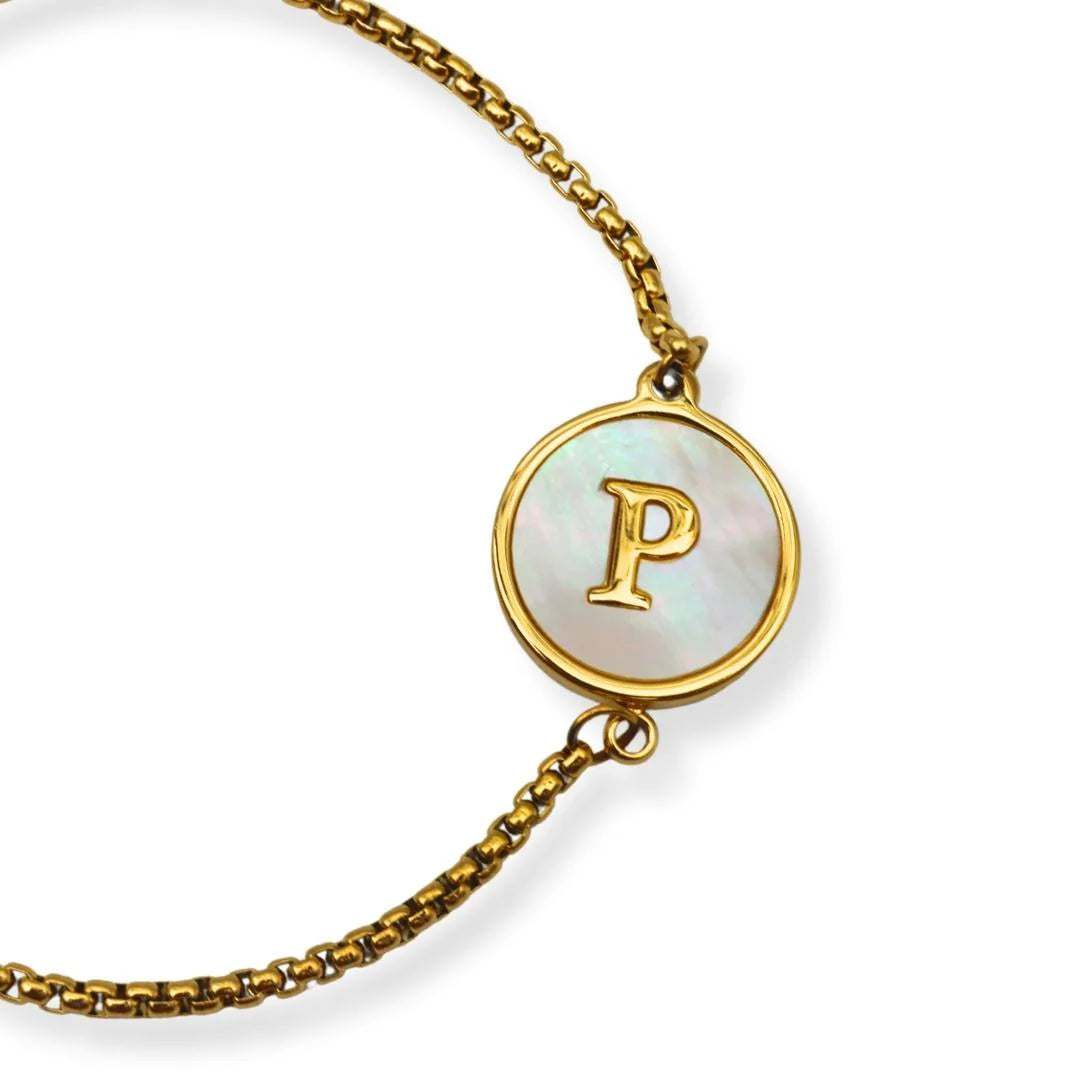 Pulsera con iniciales Dorada A-Z Ajustable