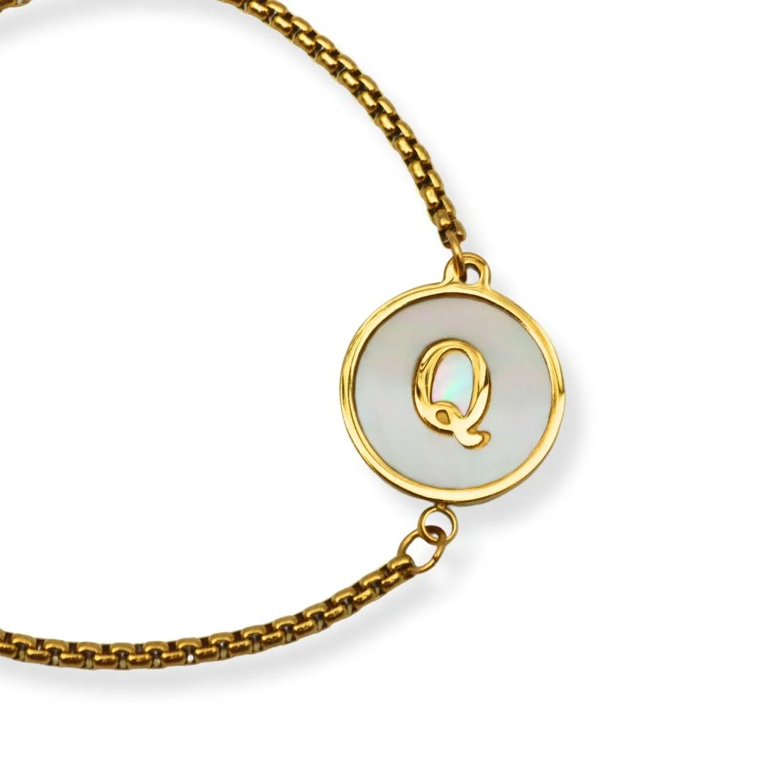 Pulsera con iniciales Dorada A-Z Ajustable