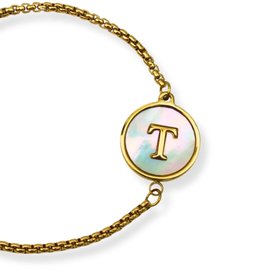 Pulsera con iniciales Dorada A-Z Ajustable