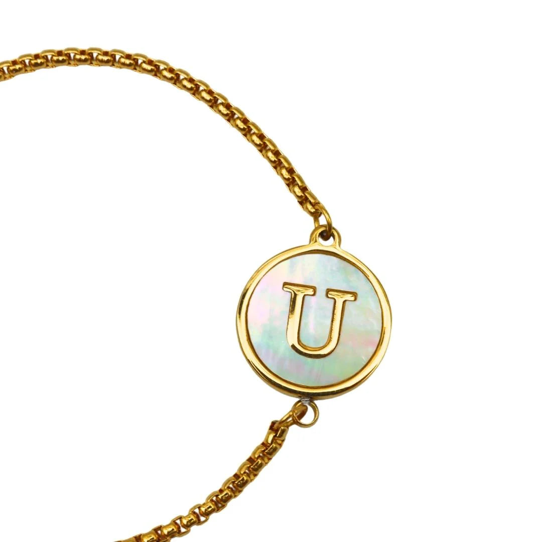 Pulsera con iniciales Dorada A-Z Ajustable