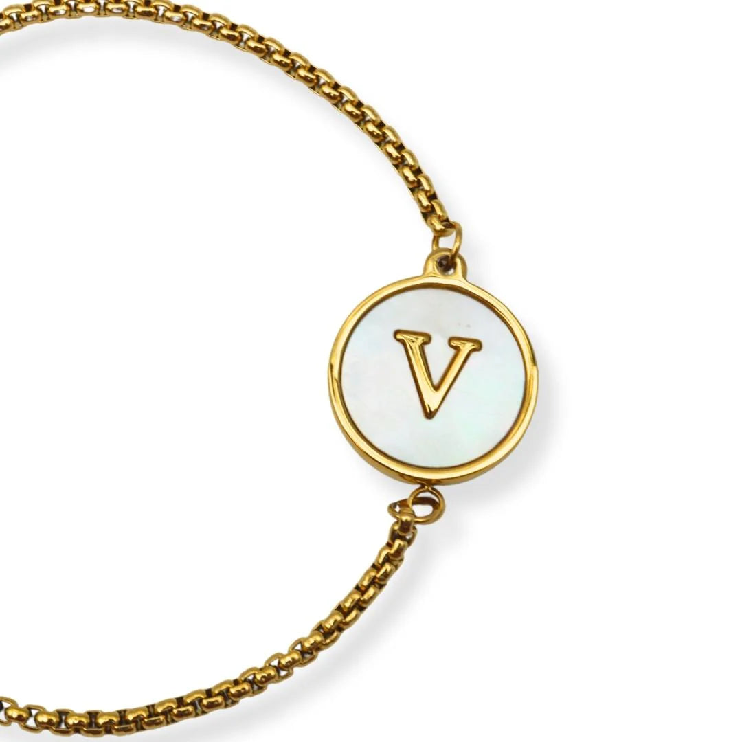 Pulsera con iniciales Dorada A-Z Ajustable
