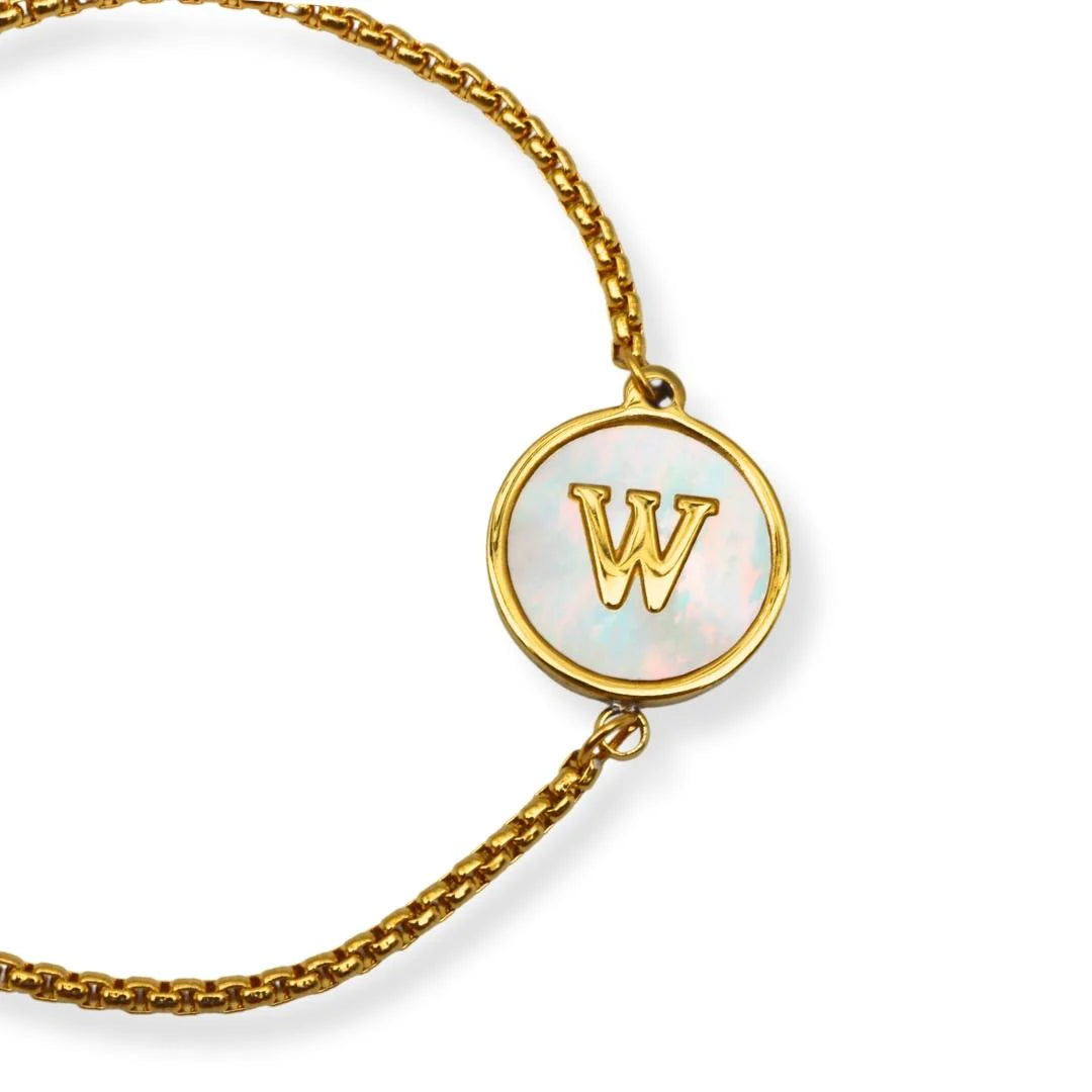 Pulsera con iniciales Dorada A-Z Ajustable