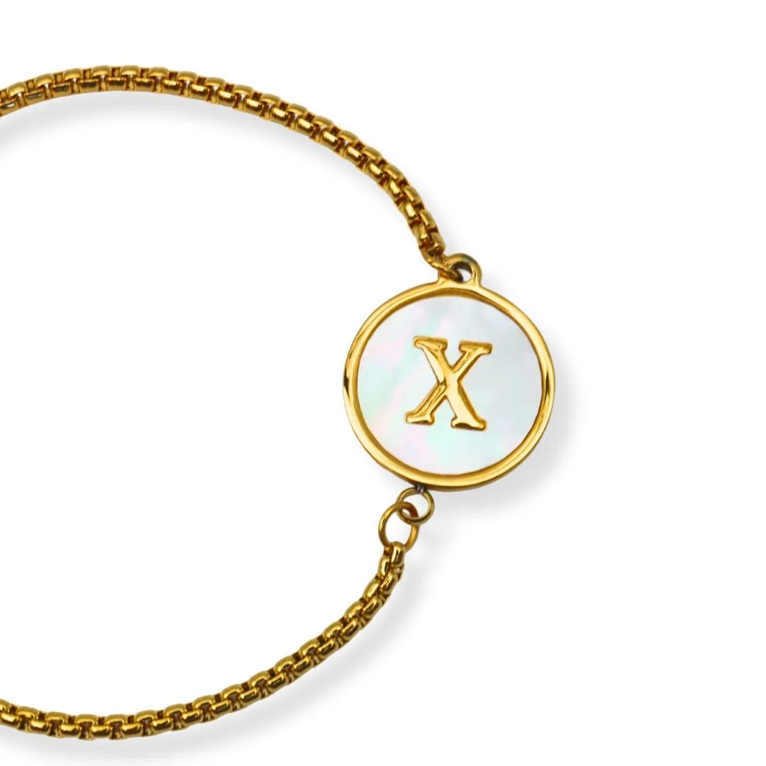 Pulsera con iniciales Dorada A-Z Ajustable