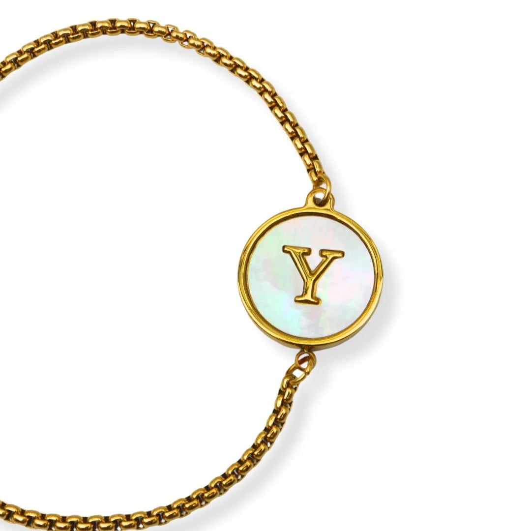 Pulsera con iniciales Dorada A-Z Ajustable