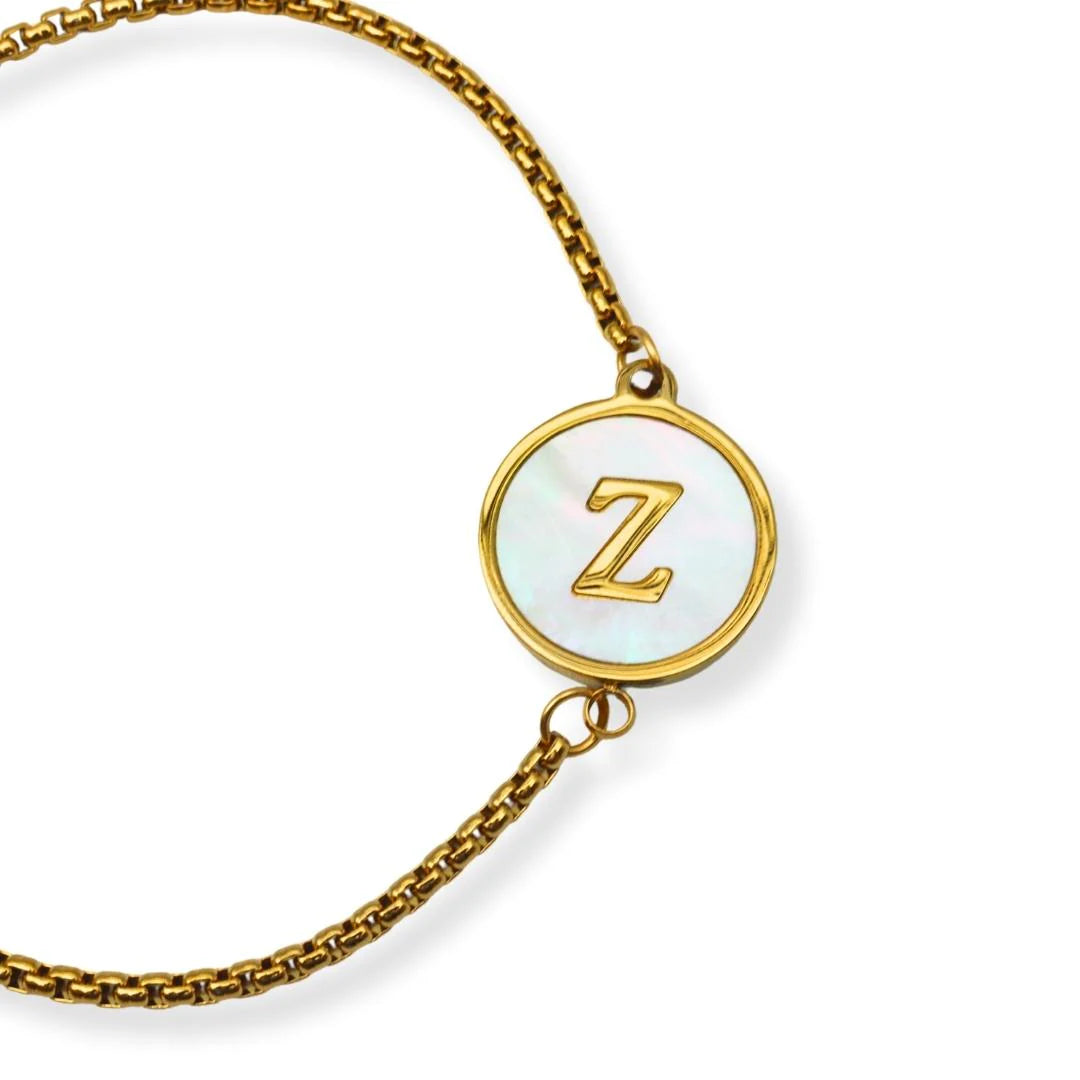 Pulsera con iniciales Dorada A-Z Ajustable