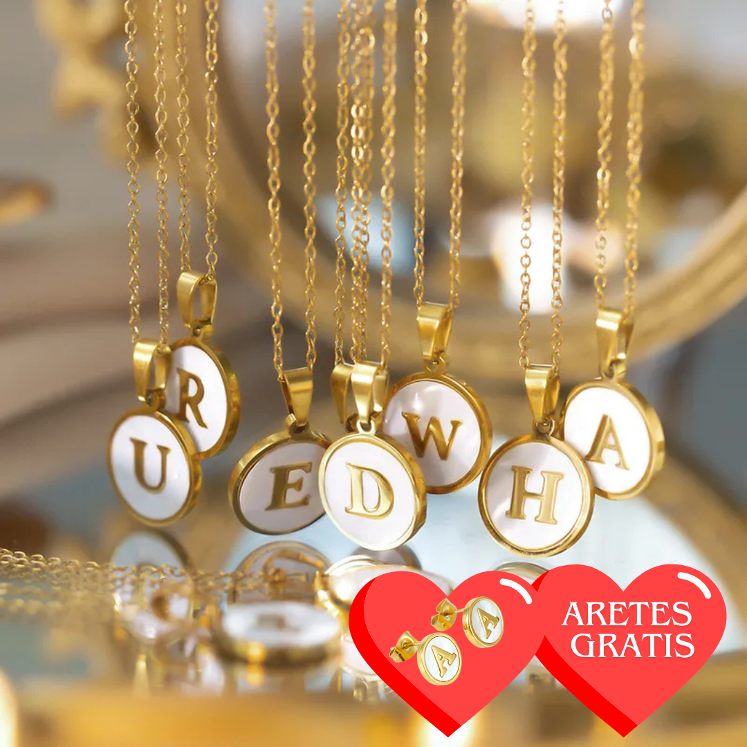 Initial Chain and Earring - Gold Letter Set AZ