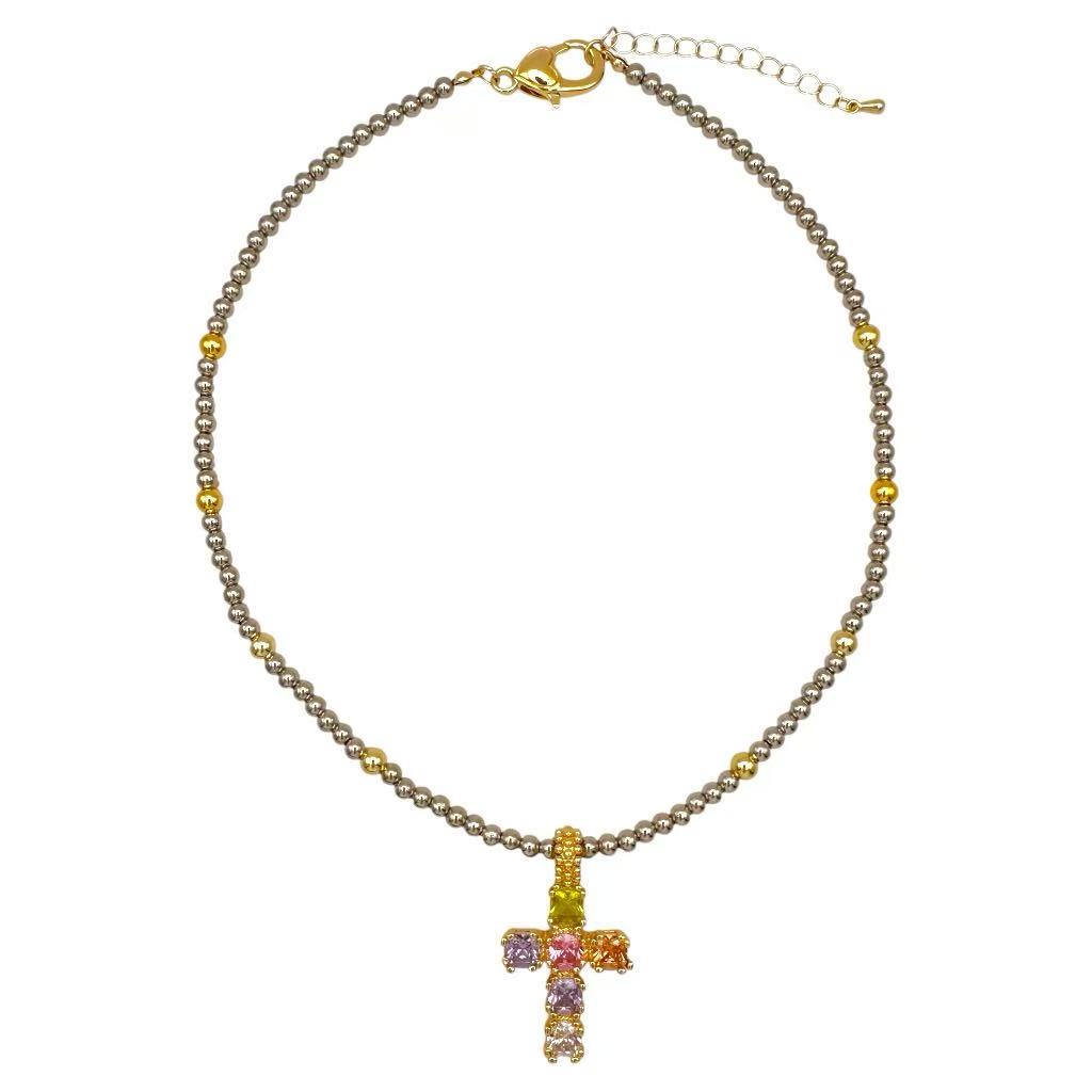 Angelicia- Cadena Cruz Cristal Facetado