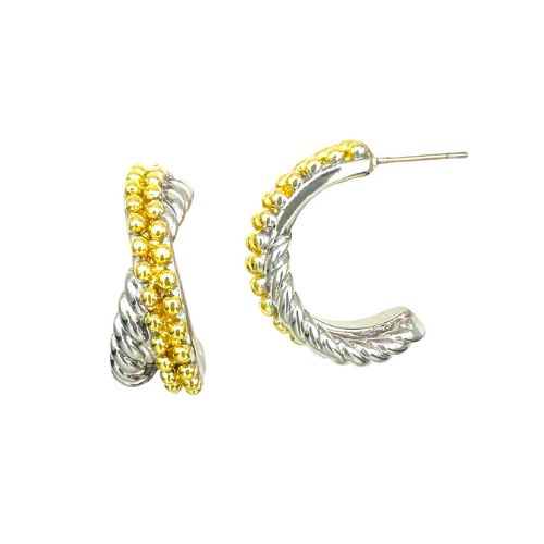 Aretes Hoops- Color Mixto Dorado y Plata