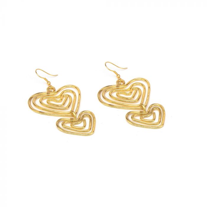 2 Hearts Spiral Earrings