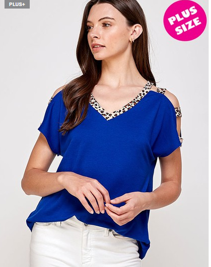 Leopard Strap Open Sleeves Solid Top